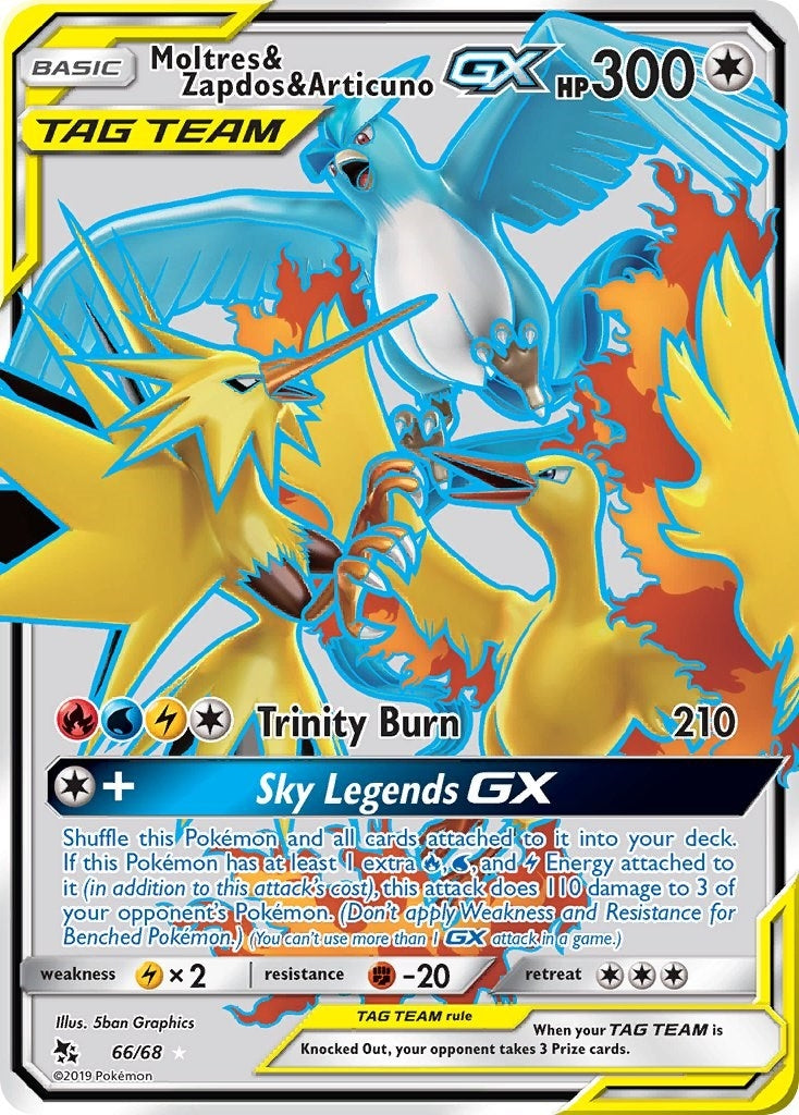 Image for Moltres & Zapdos & Articuno GX (Full Art) (Hidden Fates) (66/68) - Pokemon