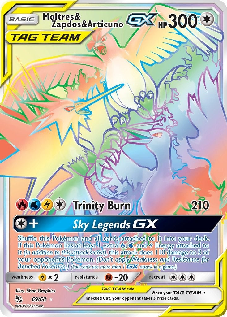 Image for Moltres & Zapdos & Articuno GX (Secret) (Hidden Fates) (69/68) - Pokemon