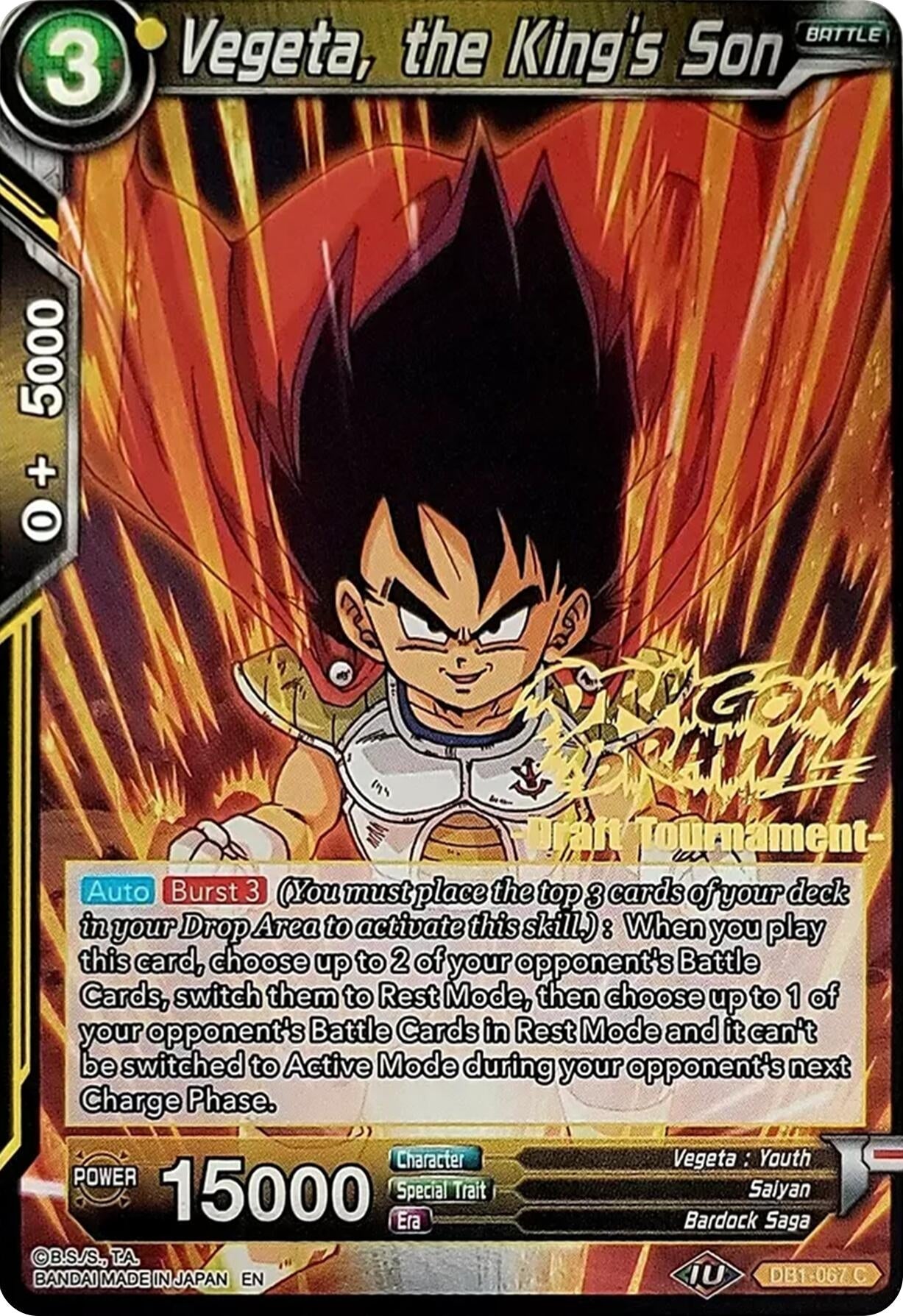 Image for Vegeta, the King's Son (Dragon Brawl Draft Tournament Gold Stamped) (Promotion Cards) (DB1-067) - Dragon Ball Super: Masters