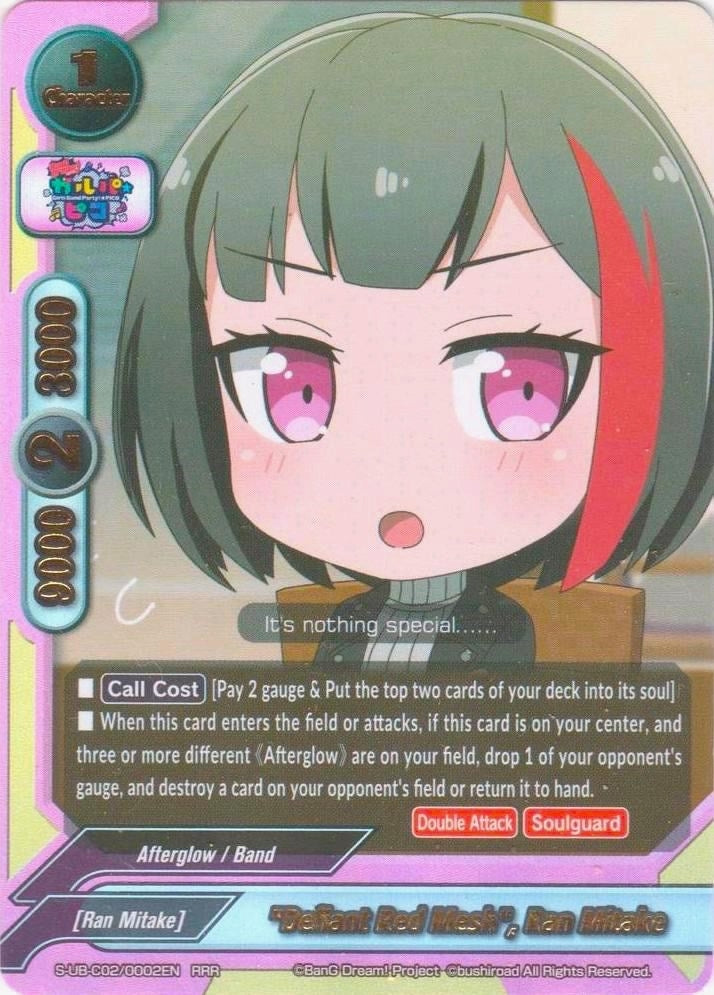 Image for "Defiant Red Mesh", Ran Mitake (BanG Dream! Girls Band Party! PICO) (S-UB-C02/0002EN) - Future Card BuddyFight