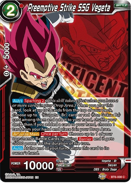 Image for Preemptive Strike SSG Vegeta (Expansion Deck Box Set 07: Magnificent Collection - Fusion Hero) (BT6-008) - Dragon Ball Super: Masters