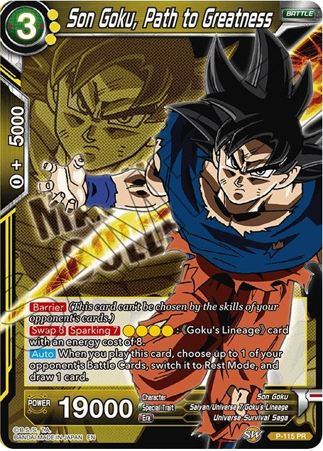 Image for Son Goku, Path to Greatness (Expansion Deck Box Set 08: Magnificent Collection - Forsaken Warrior) (P-115) - Dragon Ball Super: Masters
