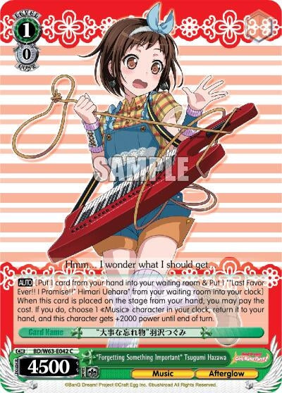 Image for "Forgetting Something Important" Tsugumi Hazawa (BanG Dream! Girls Band Party! Vol.2) (BD/W63-E042 C) - Weiss Schwarz