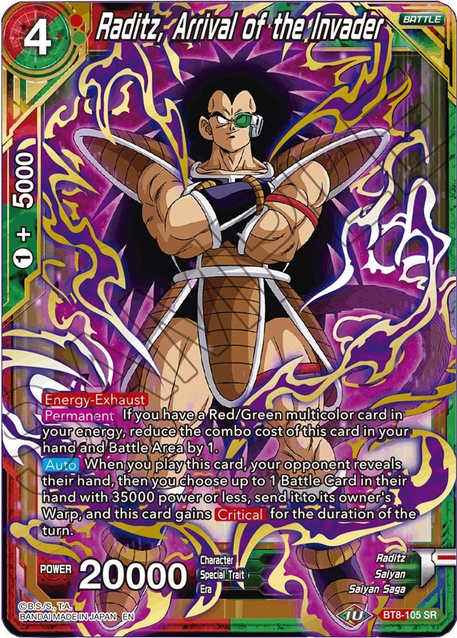 Image for Raditz, Arrival of the Invader (Malicious Machinations) (BT8-105) - Dragon Ball Super: Masters