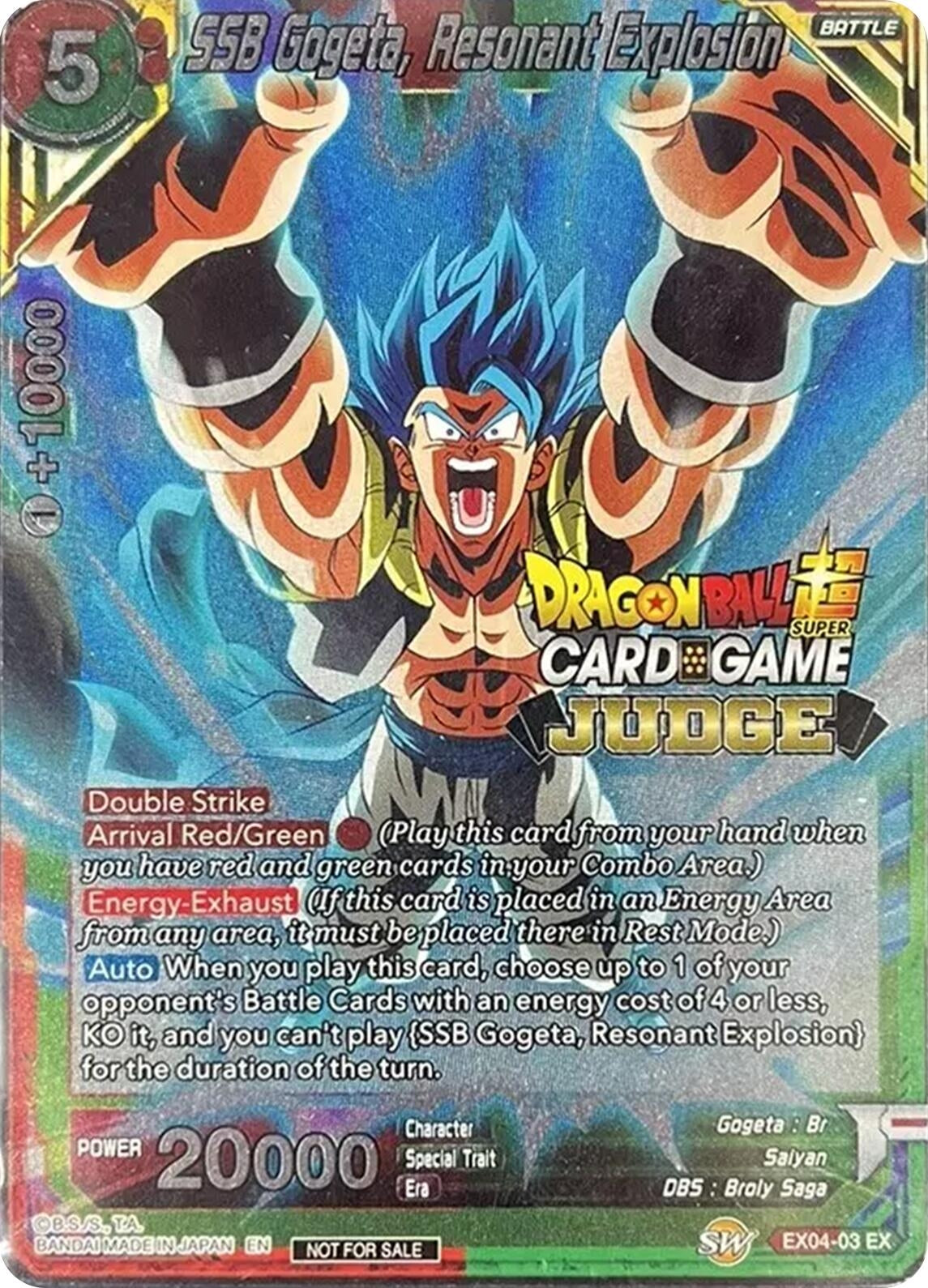 Image for SSB Gogeta, Resonant Explosion (Judge Promotion Cards) (EX04-03) - Dragon Ball Super: Masters