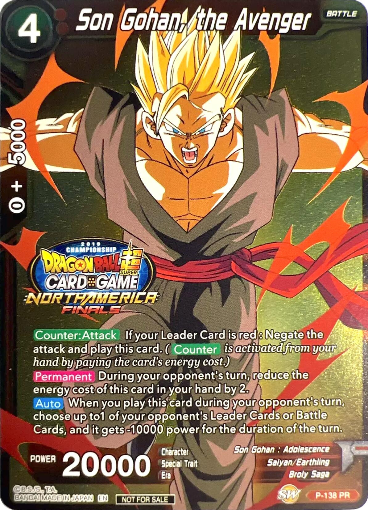 Image for Son Gohan, the Avenger (Championship Final 2019) (Tournament Promotion Cards) (P-138) - Dragon Ball Super: Masters