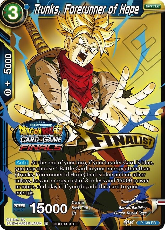 Image for Trunks, Forerunner of Hope (Championship Final 2019) (Finalist) (Tournament Promotion Cards) (P-139) - Dragon Ball Super: Masters