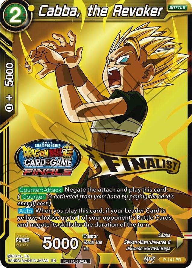 Image for Cabba, the Revoker (Championship Final 2019) (Finalist) (Tournament Promotion Cards) (P-141) - Dragon Ball Super: Masters