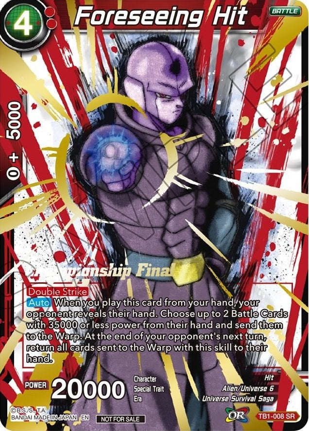 Image for Foreseeing Hit (Championship Final 2019) (Tournament Promotion Cards) (TB1-008) - Dragon Ball Super: Masters