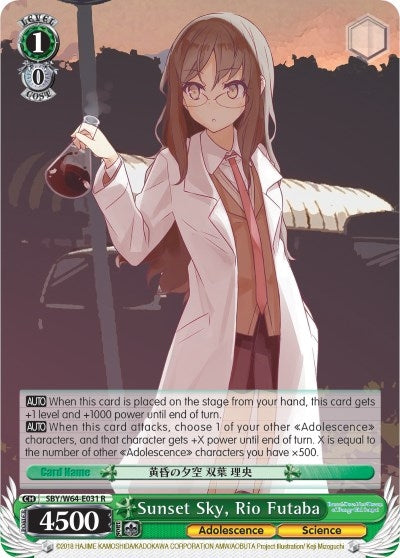 Image for Sunset Sky, Rio Futaba (Rascal Does Not Dream of Bunny Girl Senpai) (SBY/W64-E031 R) - Weiss Schwarz