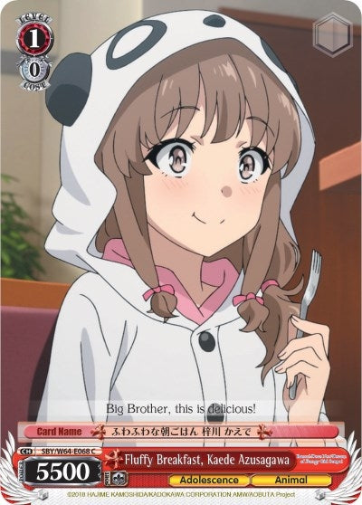 Image for Fluffy Breakfast, Kaede Azusagawa (Rascal Does Not Dream of Bunny Girl Senpai) (SBY/W64-E068 C) - Weiss Schwarz