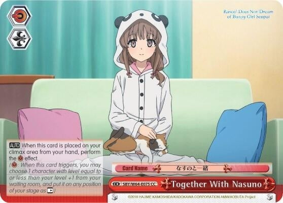 Image for Together With Nasuno (Rascal Does Not Dream of Bunny Girl Senpai) (SBY/W64-E075 CC) - Weiss Schwarz