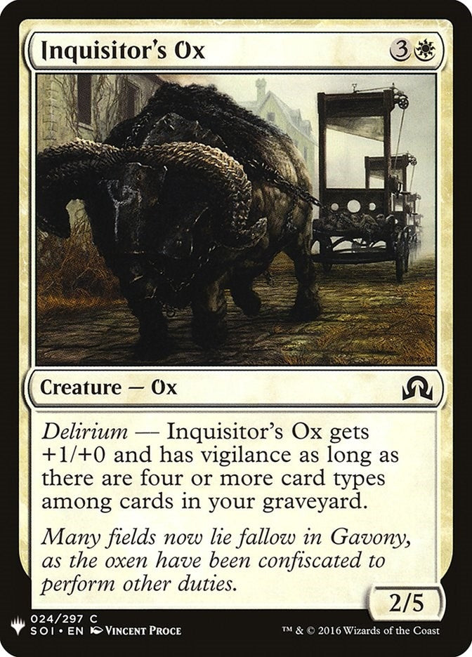 Image for Inquisitor's Ox (The List Reprints) (24) - Magic: The Gathering