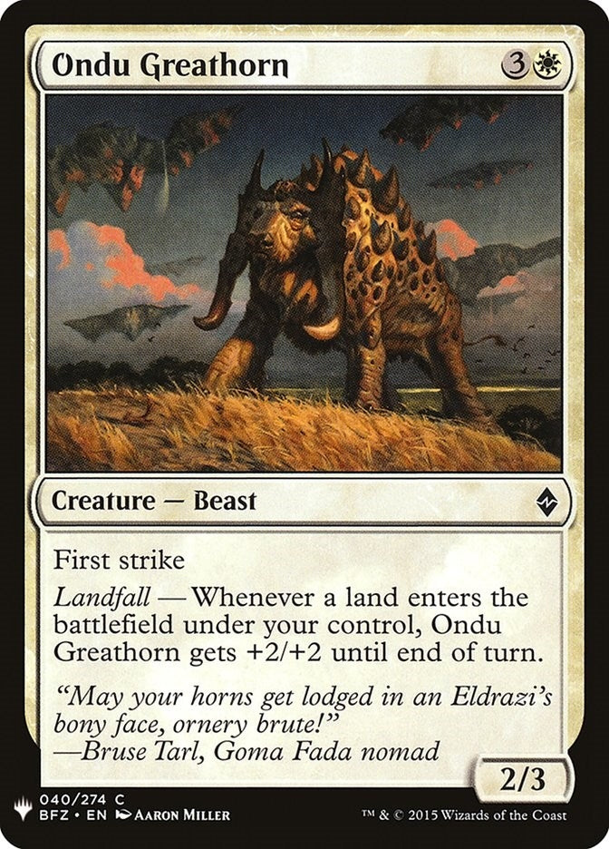 Image for Ondu Greathorn (The List Reprints) (40) - Magic: The Gathering