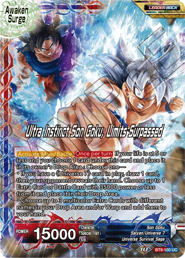 Image for Son Goku // Ultra Instinct Son Goku, Limits Surpassed (Universal Onslaught) (BT9-100) - Dragon Ball Super: Masters
