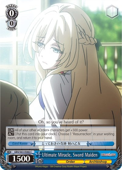 Image for Ultimate Miracle, Sword Maiden (Goblin Slayer) (GBS/S63-E086 C) - Weiss Schwarz