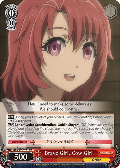 Image for Brave Girl, Cow Girl (Goblin Slayer) (GBS/S63-TE01 TD) - Weiss Schwarz