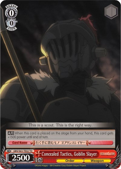 Image for Concealed Tactics, Goblin Slayer (Goblin Slayer) (GBS/S63-TE02 TD) - Weiss Schwarz