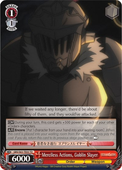 Image for Merciless Actions, Goblin Slayer (Goblin Slayer) (GBS/S63-TE05 TD) - Weiss Schwarz