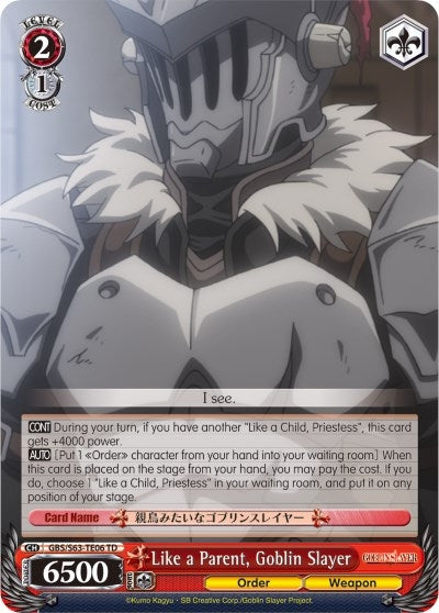 Image for Like a Parent, Goblin Slayer (Goblin Slayer) (GBS/S63-TE06 TD) - Weiss Schwarz