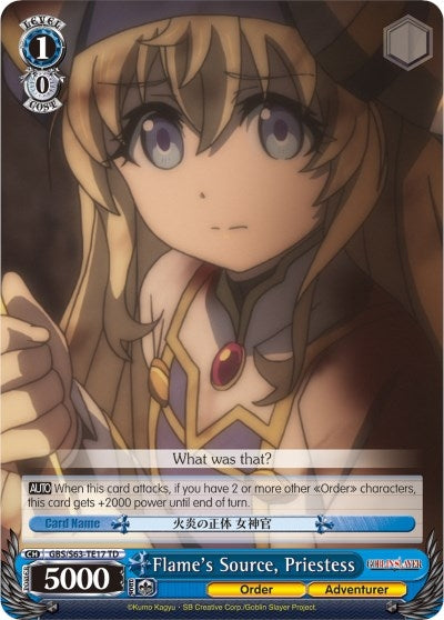 Image for Flame's Source, Priestess (Goblin Slayer) (GBS/S63-TE17 TD) - Weiss Schwarz