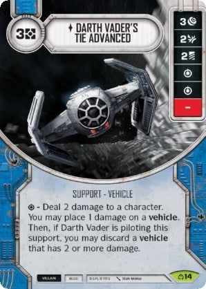 Image for Darth Vader's Tie Advanced (Card Only) (Covert Missions) (14) - Star Wars: Destiny