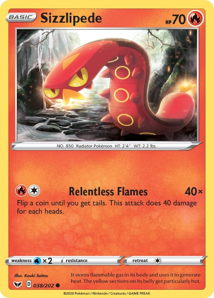 Image for Sizzlipede (038) (SWSH01: Sword & Shield Base Set) (038/202) - Pokemon