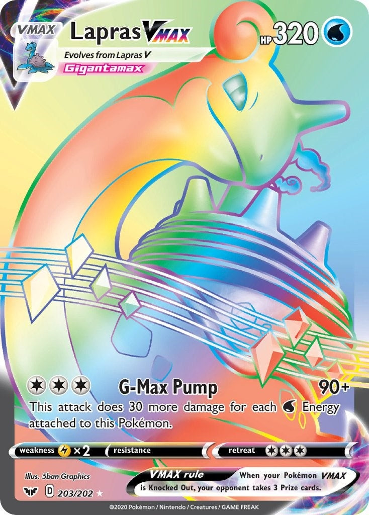 Image for Lapras VMAX (Secret) (SWSH01: Sword & Shield Base Set) (203/202) - Pokemon