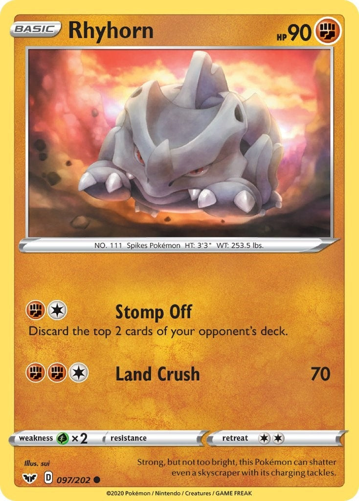 Image for Rhyhorn (097) (SWSH01: Sword & Shield Base Set) (097/202) - Pokemon