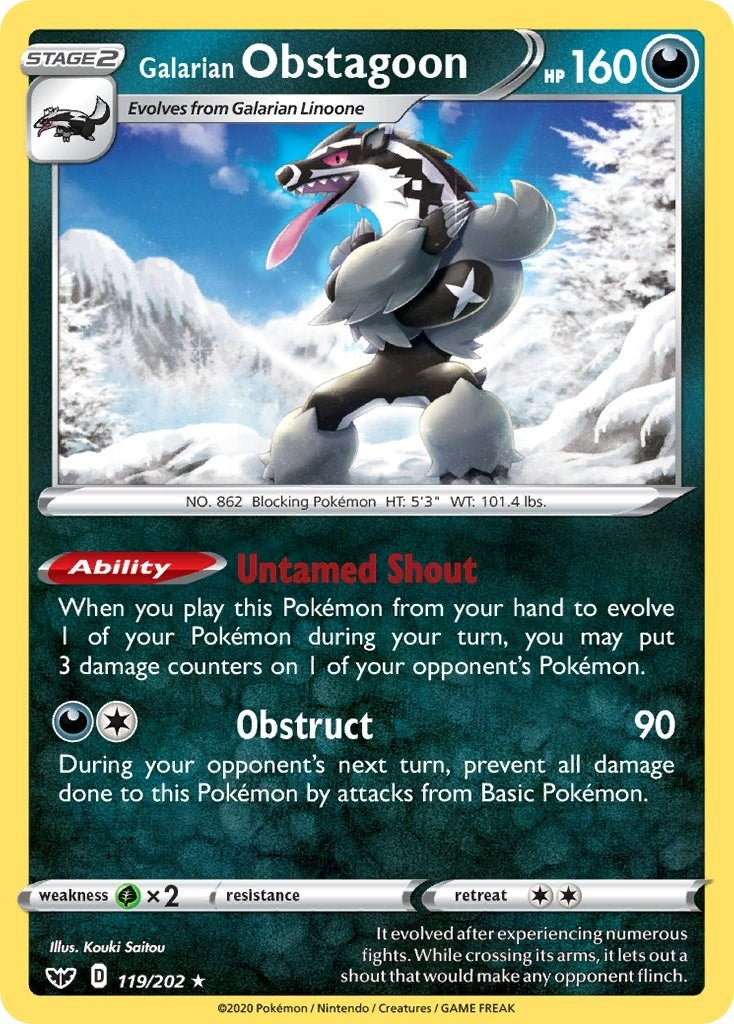 Image for Galarian Obstagoon (SWSH01: Sword & Shield Base Set) (119/202) - Pokemon