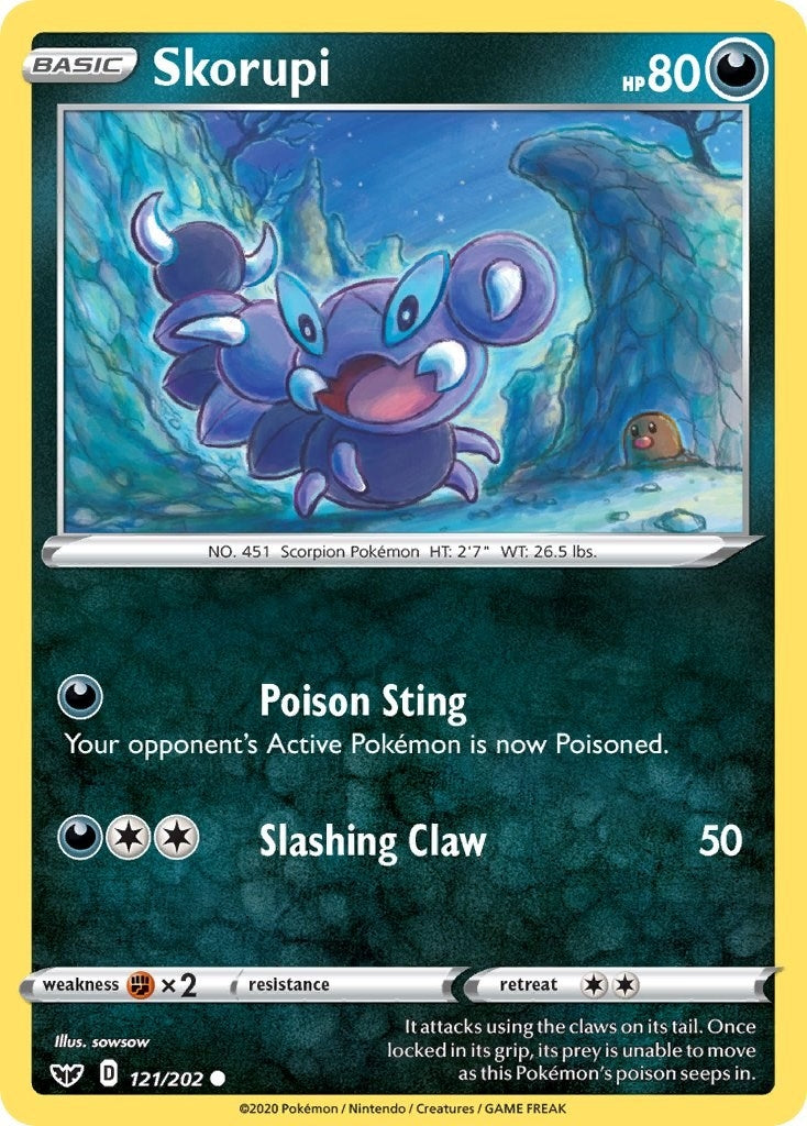 Image for Skorupi (SWSH01: Sword & Shield Base Set) (121/202) - Pokemon