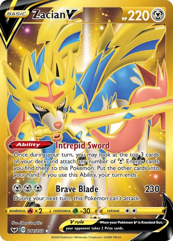 Image for Zacian V (Secret) (SWSH01: Sword & Shield Base Set) (211/202) - Pokemon