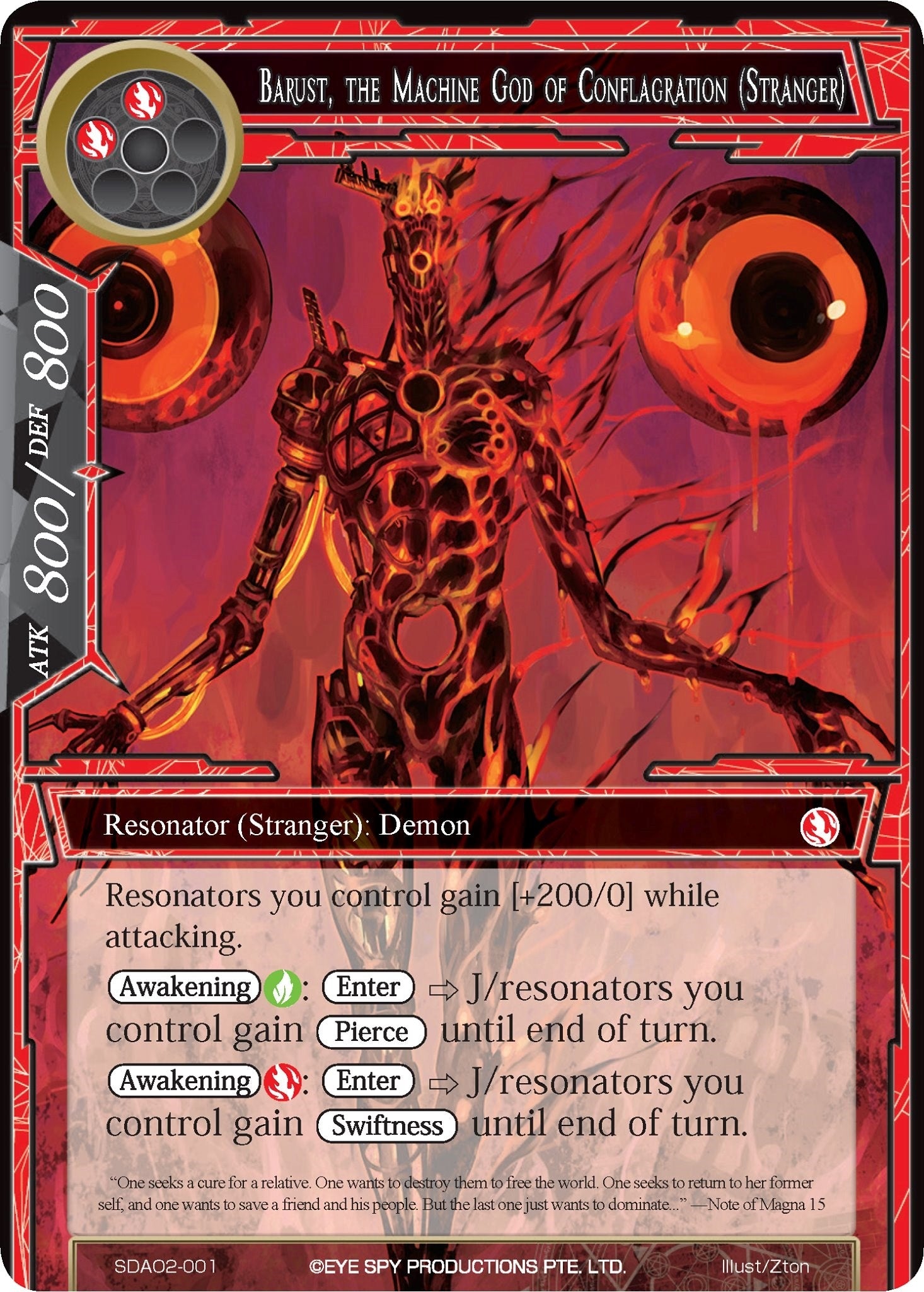 Image for Barust, the Machine God of Conflagration (Stranger) (Alice Origin II Starter Deck) (SDAO2-001) - Force of Will