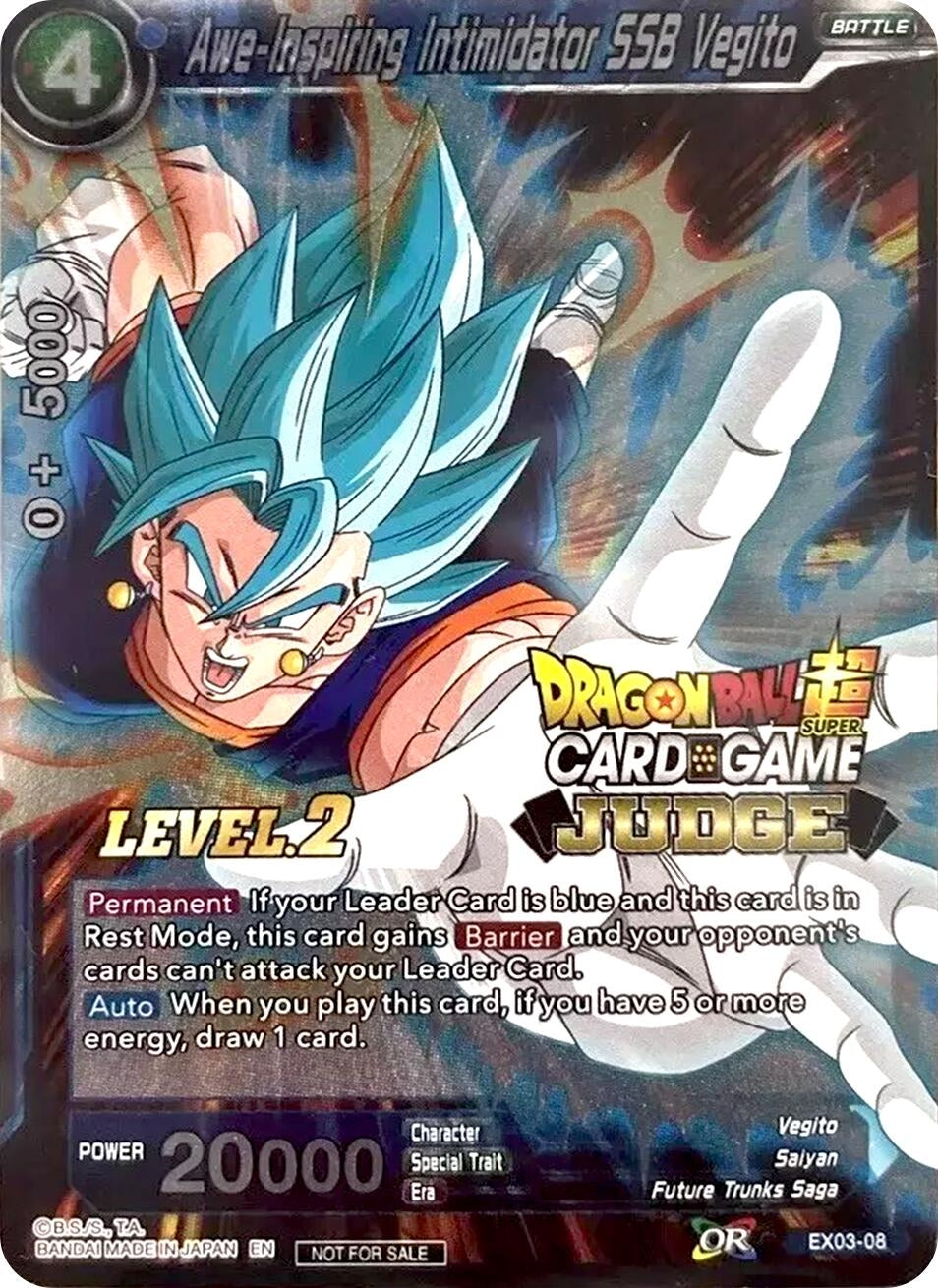 Image for Awe-Inspiring Intimidator SSB Vegito (Level 2) (Judge Promotion Cards) (EX03-08) - Dragon Ball Super: Masters