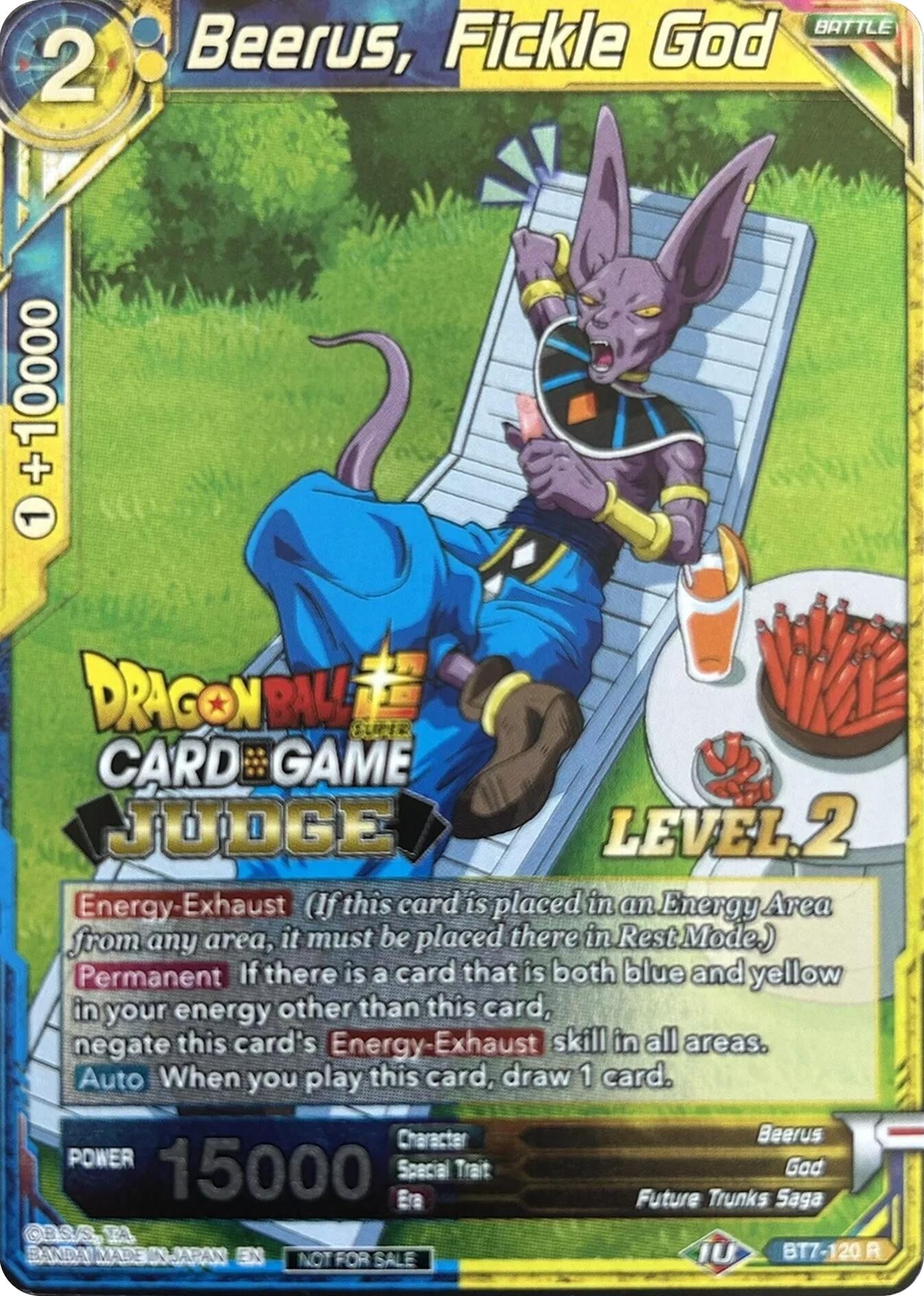 Image for Beerus, Fickle God (Level 2) (Judge Promotion Cards) (BT7-120) - Dragon Ball Super: Masters