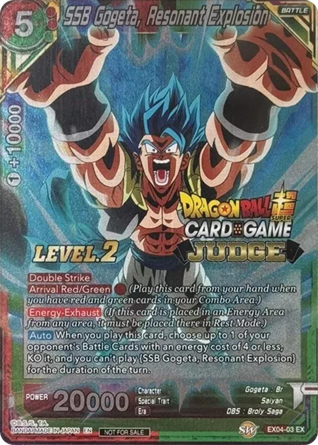 Image for SSB Gogeta, Resonant Explosion (Level 2) (Judge Promotion Cards) (EX04-03) - Dragon Ball Super: Masters