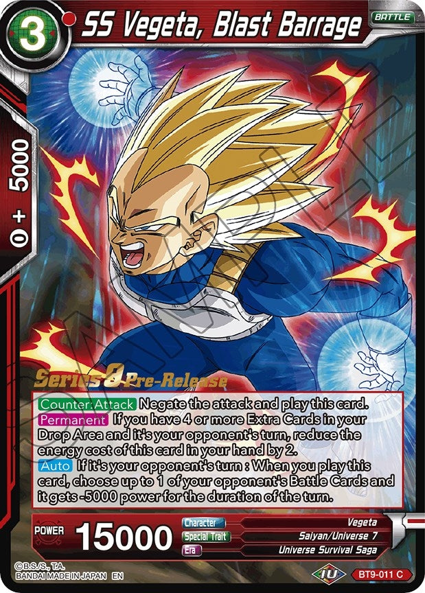 Image for SS Vegeta, Blast Barrage (Universal Onslaught Pre-Release Cards) (BT9-011) - Dragon Ball Super: Masters
