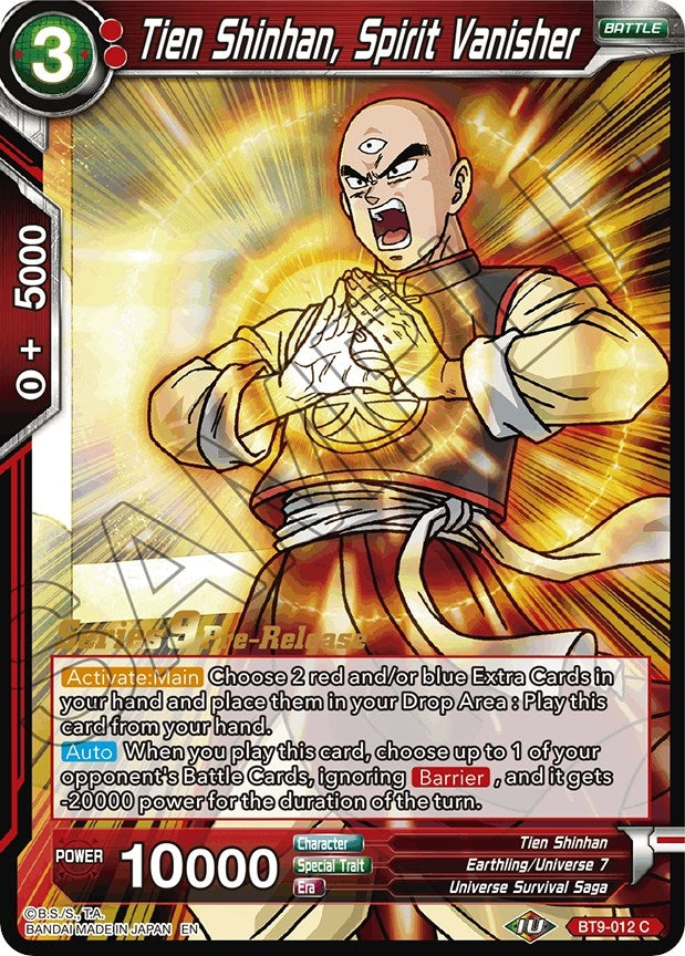 Image for Tien Shinhan, Spirit Vanisher (Universal Onslaught Pre-Release Cards) (BT9-012) - Dragon Ball Super: Masters