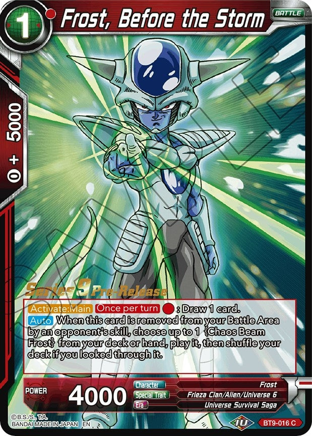 Image for Frost, Before the Storm (Universal Onslaught Pre-Release Cards) (BT9-016) - Dragon Ball Super: Masters