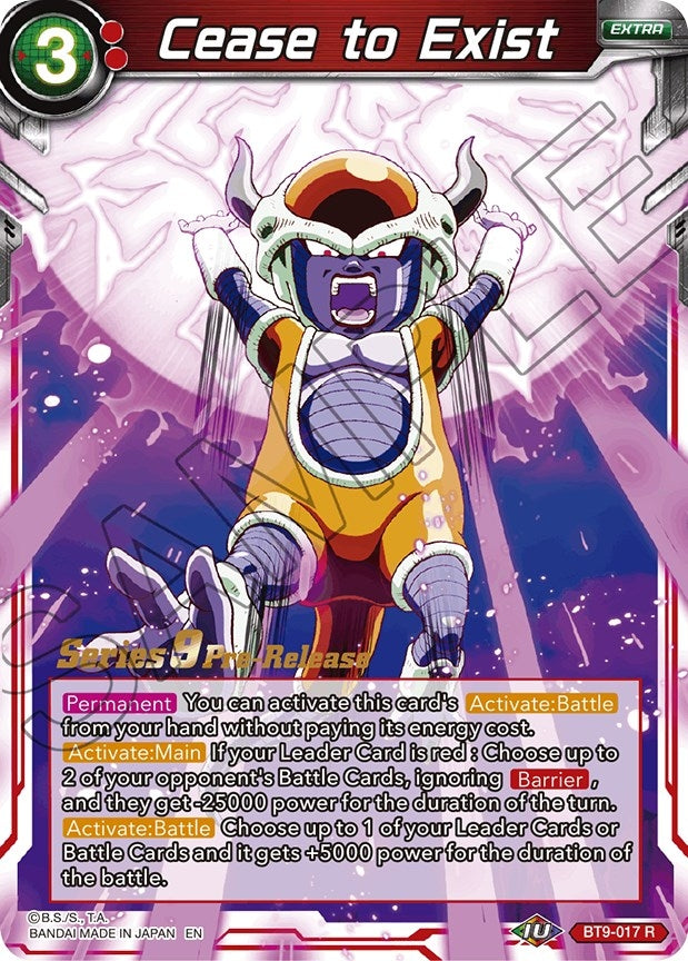 Image for Cease to Exist (Universal Onslaught Pre-Release Cards) (BT9-017) - Dragon Ball Super: Masters