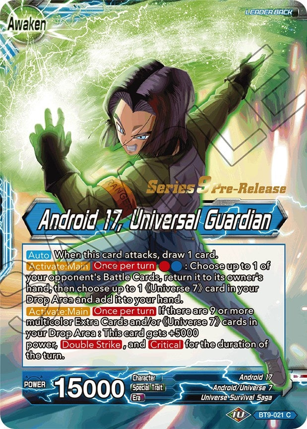 Image for Android 17 // Android 17, Universal Guardian (Universal Onslaught Pre-Release Cards) (BT9-021) - Dragon Ball Super: Masters