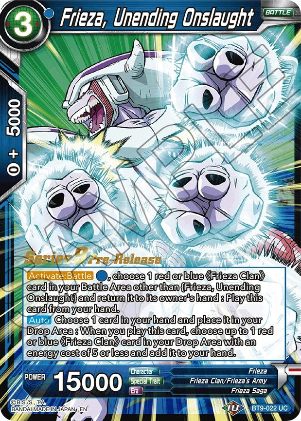 Image for Frieza, Unending Onslaught (Universal Onslaught Pre-Release Cards) (BT9-022) - Dragon Ball Super: Masters