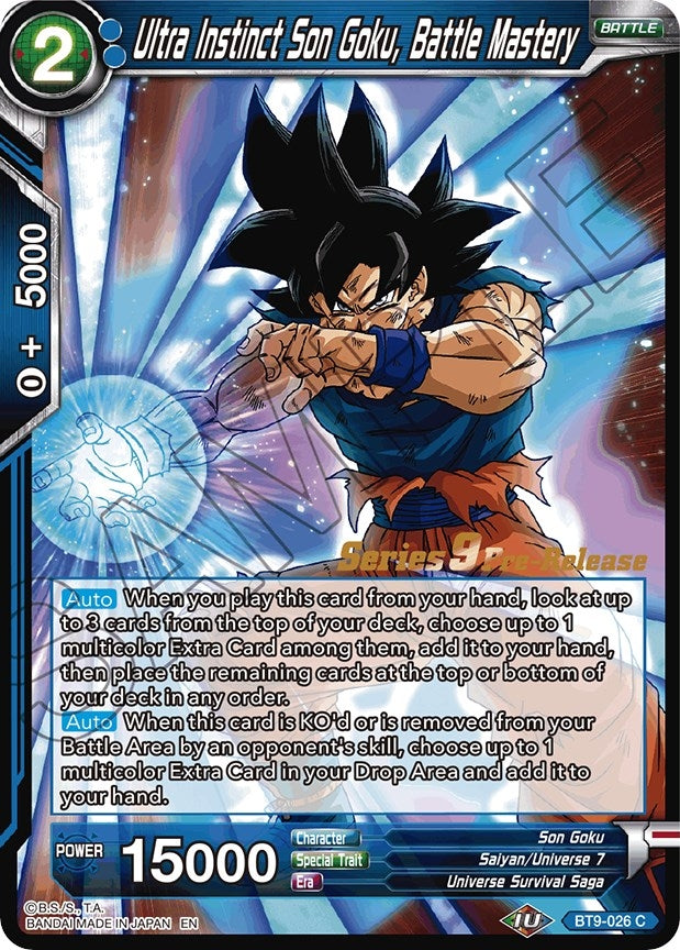 Image for Ultra Instinct Son Goku, Battle Mastery (Universal Onslaught Pre-Release Cards) (BT9-026) - Dragon Ball Super: Masters