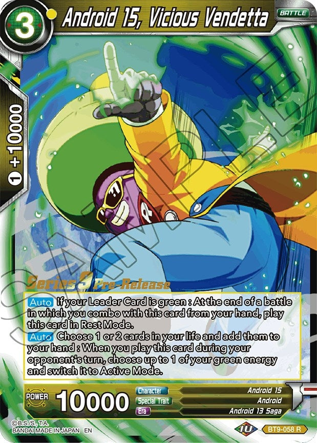 Image for Android 15, Vicious Vendetta (Universal Onslaught Pre-Release Cards) (BT9-058) - Dragon Ball Super: Masters