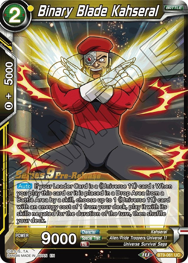 Image for Binary Blade Kahseral (Universal Onslaught Pre-Release Cards) (BT9-061) - Dragon Ball Super: Masters