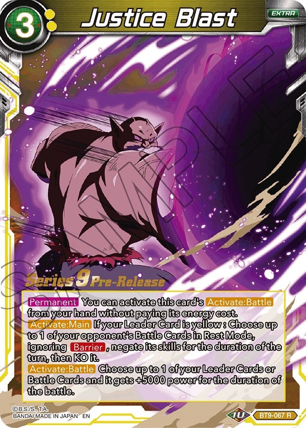 Image for Justice Blast (Universal Onslaught Pre-Release Cards) (BT9-067) - Dragon Ball Super: Masters