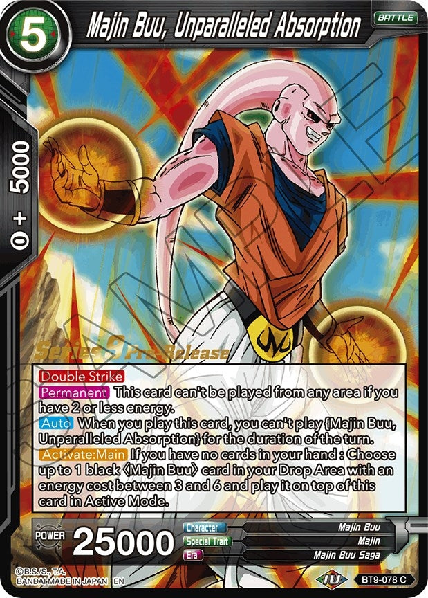 Image for Majin Buu, Unparalleled Absorption (Universal Onslaught Pre-Release Cards) (BT9-078) - Dragon Ball Super: Masters