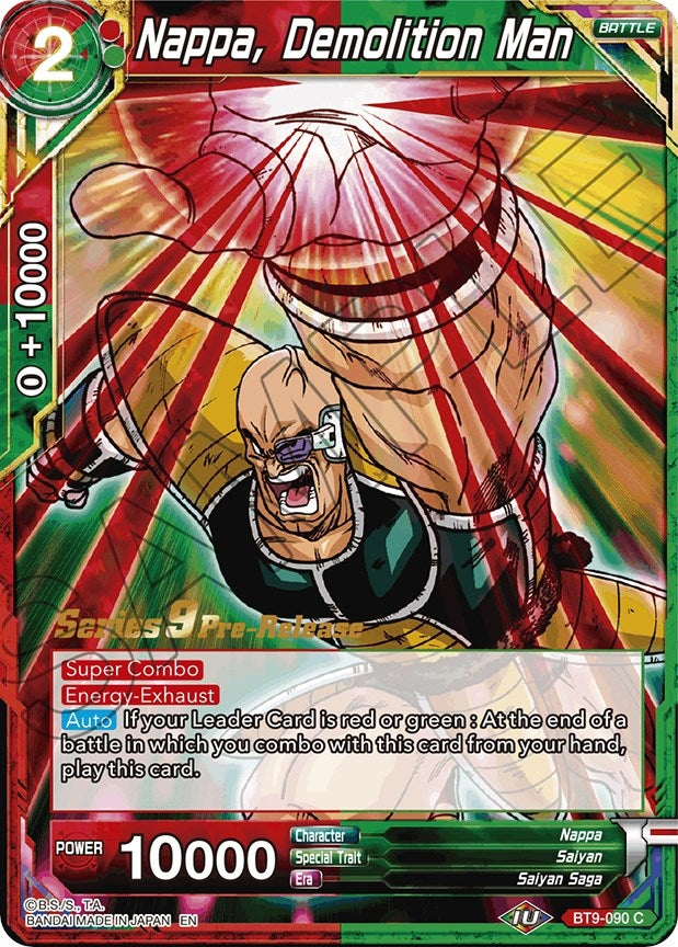 Image for Nappa, Demolition Man (Universal Onslaught Pre-Release Cards) (BT9-090) - Dragon Ball Super: Masters
