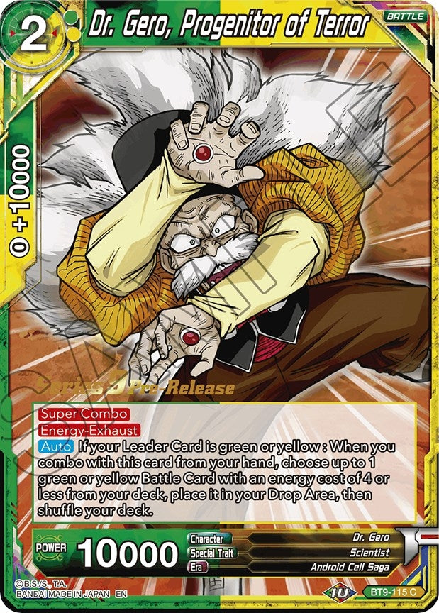 Image for Dr. Gero, Progenitor of Terror (Universal Onslaught Pre-Release Cards) (BT9-115) - Dragon Ball Super: Masters