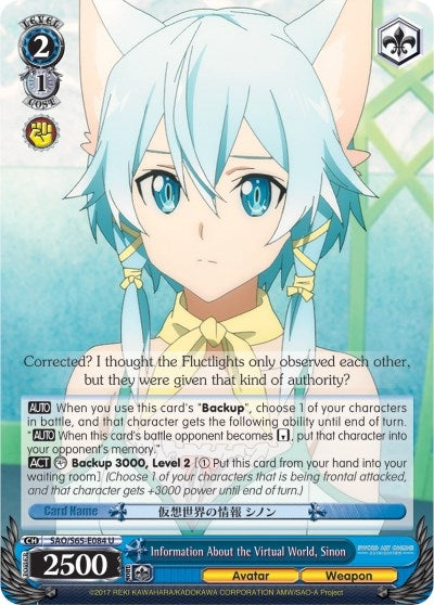 Image for Information About the Virtual World, Sinon (Sword Art Online -Alicization-) (SAO/S65-E084 U) - Weiss Schwarz